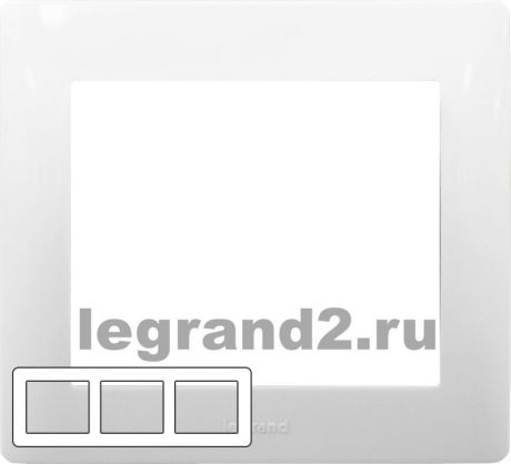 Legrand Рамка Galea Life 3 поста горизонтальная (белая)