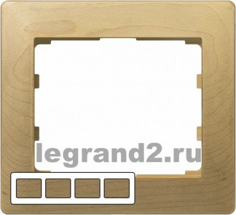 Legrand Рамка деревянная Galea Life на 4 поста горизонтальная (клён)
