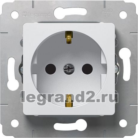 Legrand Розетка электрическая Cariva с заземлением немецкий стандарт со шторками (белая)