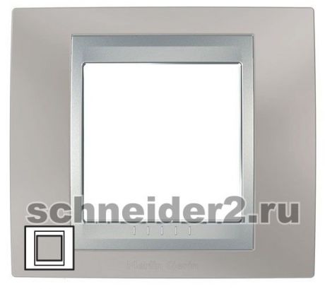 Schneider Рамка Unica Top, 1 пост - никель с алюминиевой вставкой