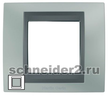Schneider Рамка Unica Топ, 1 пост - флюорит с вставкой графит