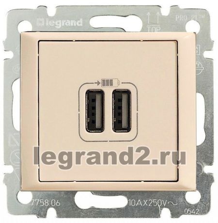 Legrand Двойная USB зарядка Valena (слоновая кость)