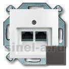 Розетка компьютерная RJ-45 2 выхода ABB Basic 55 (шато-черный)