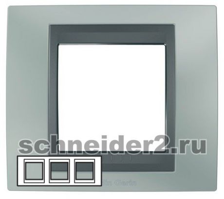 Schneider Рамка Unica Топ, горизонтальная 3 поста - флюорит с вставкой графит