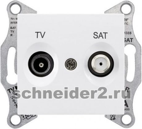 Schneider Розетка телевизионная/спутник Sedna проходная, 8 dB (белый)