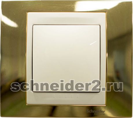 Schneider Рамки Unica Chameleon, горизонтальная 4 поста - золото с бежевой вставкой