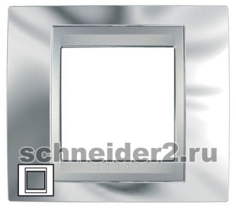 Schneider Рамка Unica Top, 1 пост - хром с алюминиевой вставкой