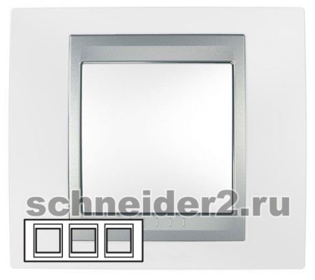 Schneider Рамка Unica Топ, горизонтальная 3 поста - нордик с алюминиевой вставкой