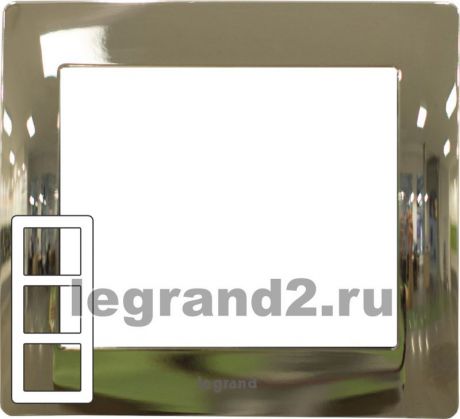 Legrand Рамка металлическая Galea Life 3 поста вертикальная (хром)