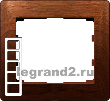 Legrand Рамка деревянная Galea Life на 5 постов вертикальная (вишня)