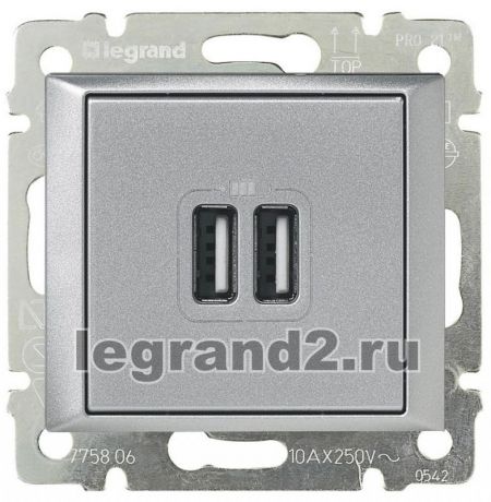 Legrand Двойная USB зарядка Valena (алюминий)