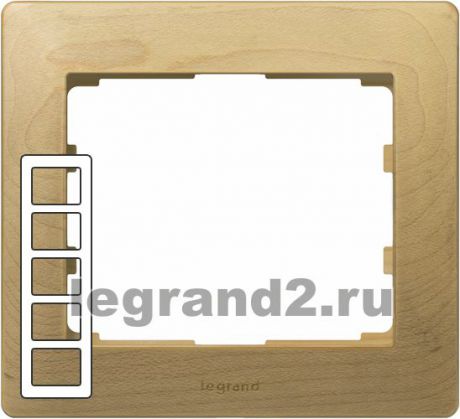 Legrand Рамка деревянная Galea Life на 5 постов вертикальная (клён)