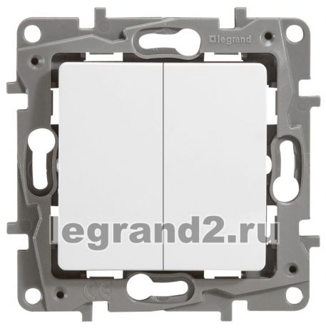 Legrand Выключатель-переключатель двухклавишный на зажимах 10AX Etika Plus (белый)