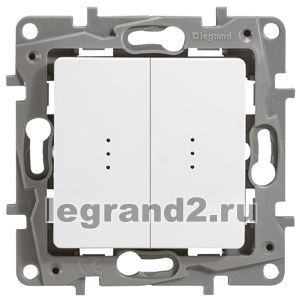 Legrand Выключатель-переключатель двухклавишный с подсветкой 10АХ (белый)