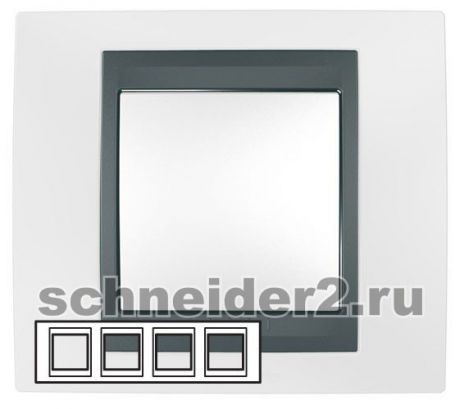 Schneider Рамка Unica Топ, горизонтальная 4 поста - нордик с вставкой графит
