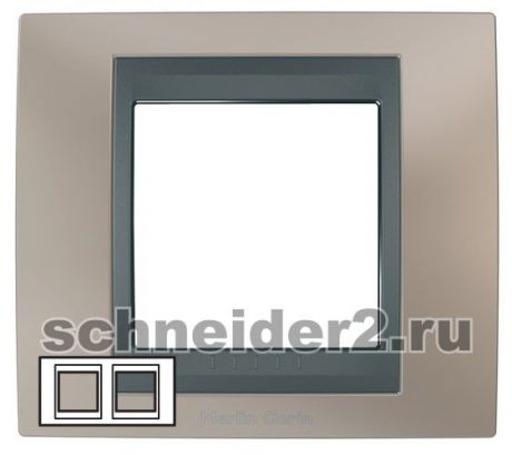 Schneider Рамка Unica Топ, горизонтальная 2 поста - оникс с вставкой графит