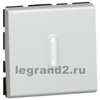 Legrand Выключатель Mosaic с подсветкой для управления с двух мест 10AХ (2 модуля) алюминий
