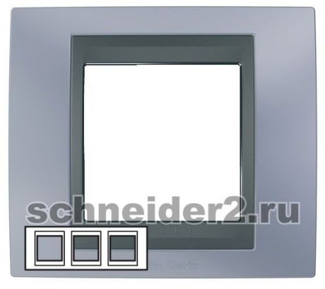 Schneider Рамка Unica Top, горизонтальная 3 поста - берилл с вставкой графит