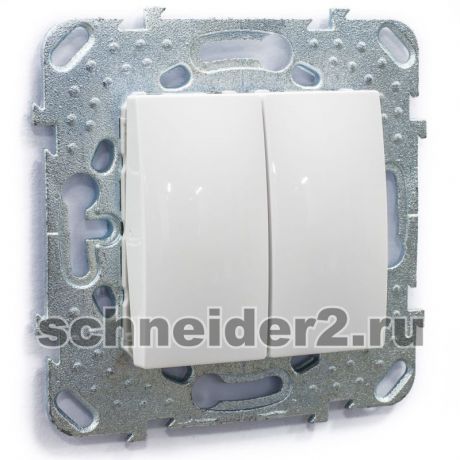 Schneider Двухклавишный выключатель Unica (белый)