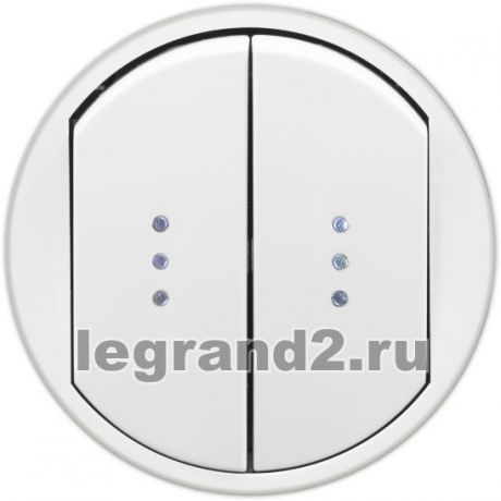 Legrand Лицевая панель Celiane для выключателя двойного с индикацией, белая