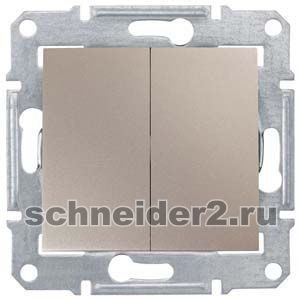 Schneider Двухклавишный выключатель Sedna IP44 (титан)