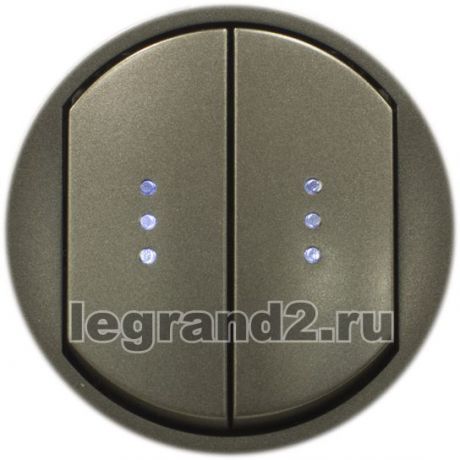Legrand Лицевая панель Celiane для выключателя двойного с индикацией, графит