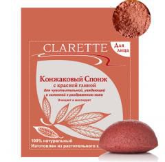 CLARETTE Конжаковый спонж с красной глиной для лица