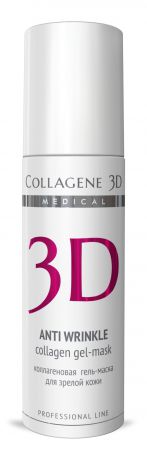 Collagene 3D Гель-маска для лица с плацентолью, коррекция возрастных изменений для зрелой кожи Anti Wrinkle, 130 мл