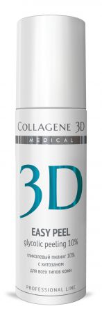 Collagene 3D Гель-пилинг для лица с хитозаном на основе гликолевой кислоты 10% (pH 2,8) Easy Peel, 130 мл
