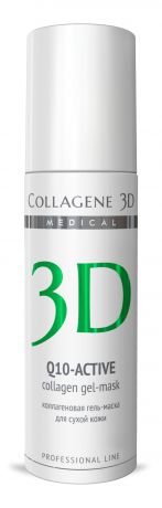 Collagene 3D Гель-маска для лица с коэнзимом Q10 и витамином Е, антивозрастной уход для сухой кожи Q10 Active, 130 мл