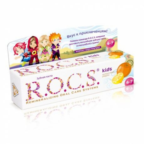 R.O.C.S. Зубная Паста R.O.C.S. Kids Лимон, Апельсин, Ваниль, 45 гр