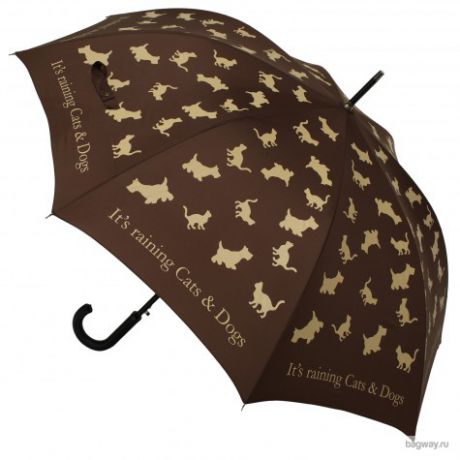 Moschino Umbrellas M 310 (M 310-67AUTOE Raining Cats and Dogs marrone long)