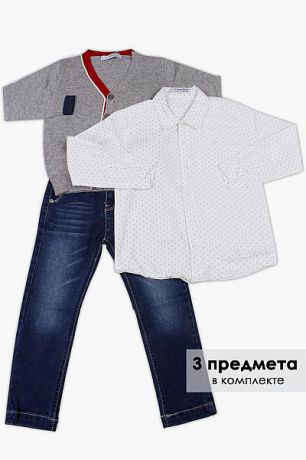 Band Кардиган+джинсы+рубашка комплект для мальчика BAB2359 серый Band