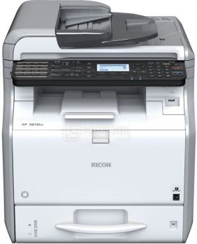 МФУ лазерное монохромное Ricoh Aficio SP 3600SF, A4, 30стр/мин, 512Мб, факс, USB, LAN, ADF Белый/Черный 407308/906365