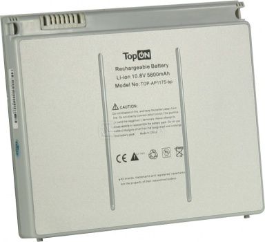 Аккумулятор TopON TOP-AP1175 10.8V 5800mAh для Apple PN: A1175 MA348G/A MA463 MA464 MA466 MA600LL MA601LL