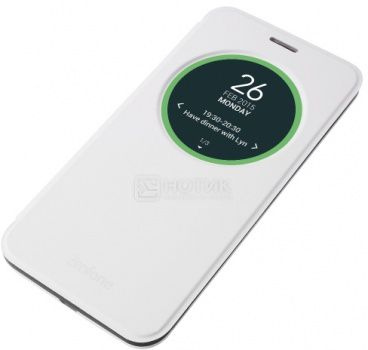 Чехол Asus View Flip Cover для ZenFone 2 ZE550KL, Полиуретан/Поликарбонат, Белый 90AC00R0-BCV002