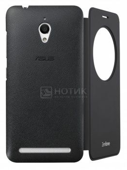 Чехол-книжка для ASUS ZenFone 2 ZC500TG View Flip Cover, Полиуретан/Поликарбонат, черный  90AC00Q0-BCV001