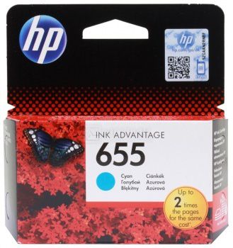 Картридж HP 655 для DeskJet IA 3525 4615 4625 5525 6525, Голубой, 600стр. CZ110AE