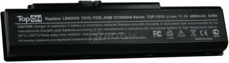 Аккумулятор TopON TOP-Y510 11.1V 4800mAh для Lenovo PN: L08M6D21 L08P6D11