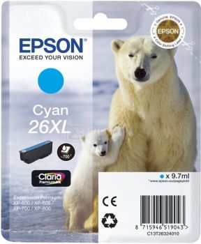 Картридж Epson 26XL для XP-600/700/800 700стр, Голубой C13T26324010