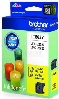 Картридж Brother LC-663Y для MFCJ2320 2720 600стр, Желтый LC663Y