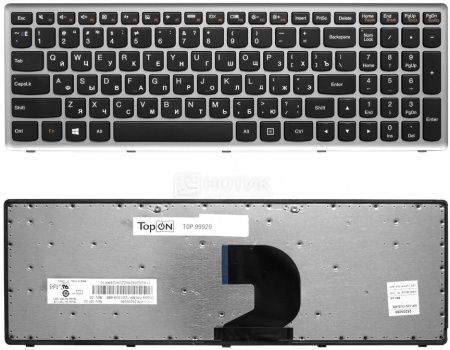 Клавиатура для ноутбука Lenovo IdeaPad IdeaPad P500, Z500 Series , с серой рамкой, TopON TOP-99929, Черный