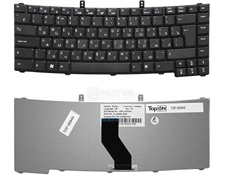 Клавиатура для ноутбука Acer Extensa 4120, 4220, 4230, 4420, 4620, 5120, 5220, 5230, 5420, TopON TOP-99949 Черный