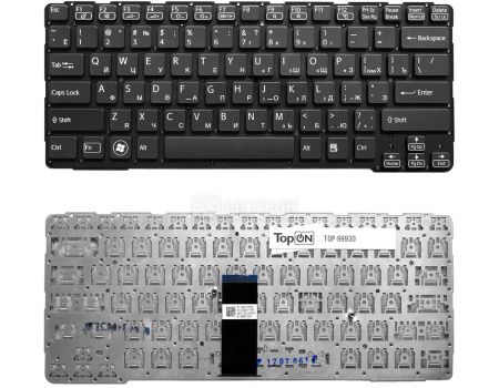 Клавиатура для ноутбука Sony Vaio SVE14A1, SVE14A1S6R, SVE14A1S1R Series , с черной рамкой, TopON TOP-99930, Черный