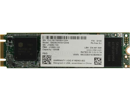 Внутренний SSD-накопитель Intel 540 Series 120GB 2", M.2 SATA-III TLC, Серый SSDSCKKW120H6X1