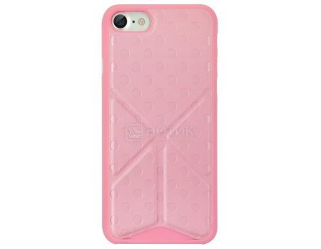 Чехол-накладка + подставка для iPhone 7 Ozaki O!coat 0.3 + Totem Versatile OC777PK, Пластик/полиуретан, Розовый