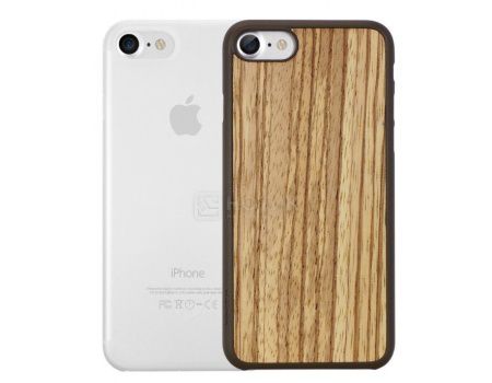 Набор из двух чехлов Ozaki Jelly и Ozaki Wood для iPhone 7 OC721ZC, Пластик/Дерево, Прозрачный/Бежевый