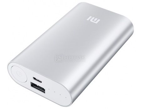 Аккумулятор Xiaomi Mi Power Bank, 2.1A, USB/microUSB, 10000mAh, Серебристый NDY-02-AN