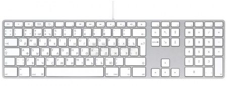 Клавиатура проводная Apple with Numeric Keypad MB110RU/B, Белый