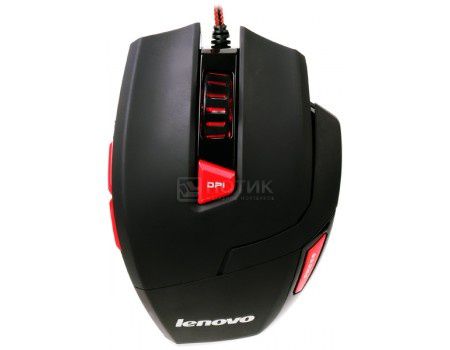 Мышь проводная Lenovo M600 Gaming Mouse, 3200dpi, USB, Черный/Красный GX30J22781
